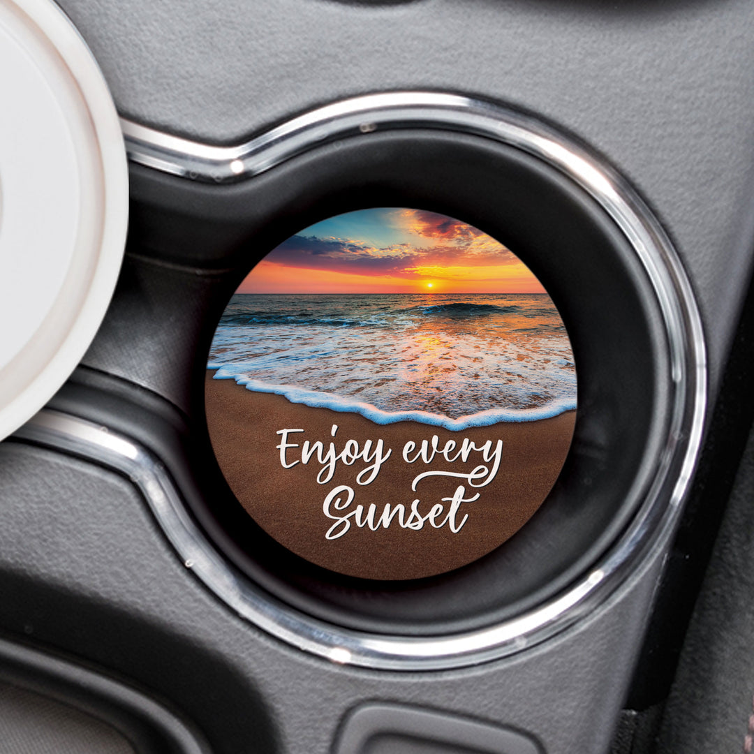 Enjoy Every Sunset Car Coaster