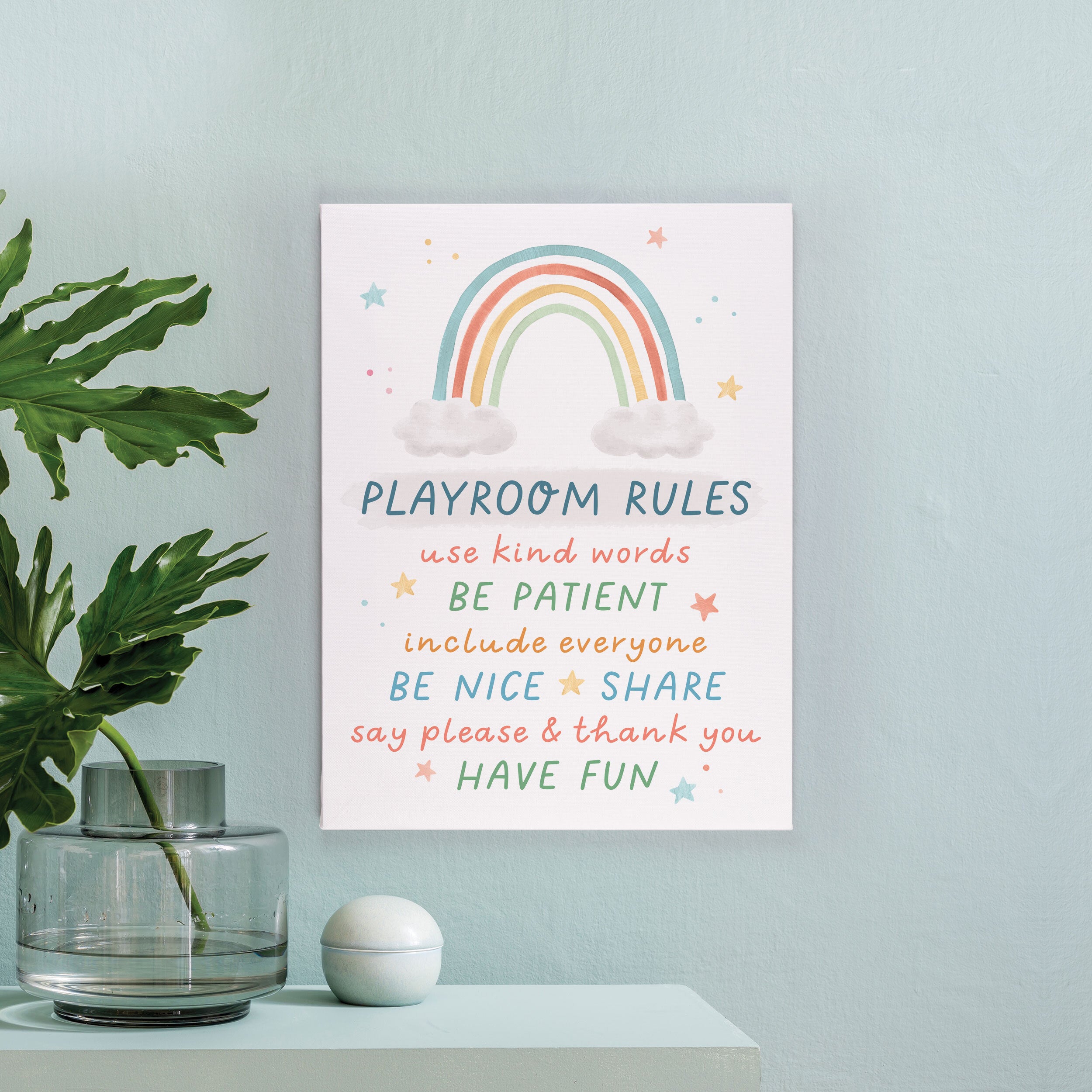 *Playroom Rules Use Kind Words Be Patient Canvas Décor