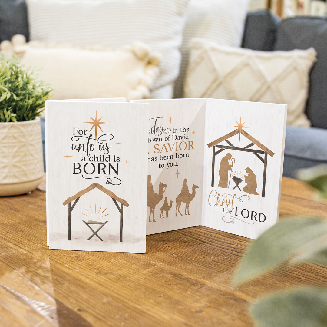 For Unto Us A Child Is Born Wooden Keepsake Card
