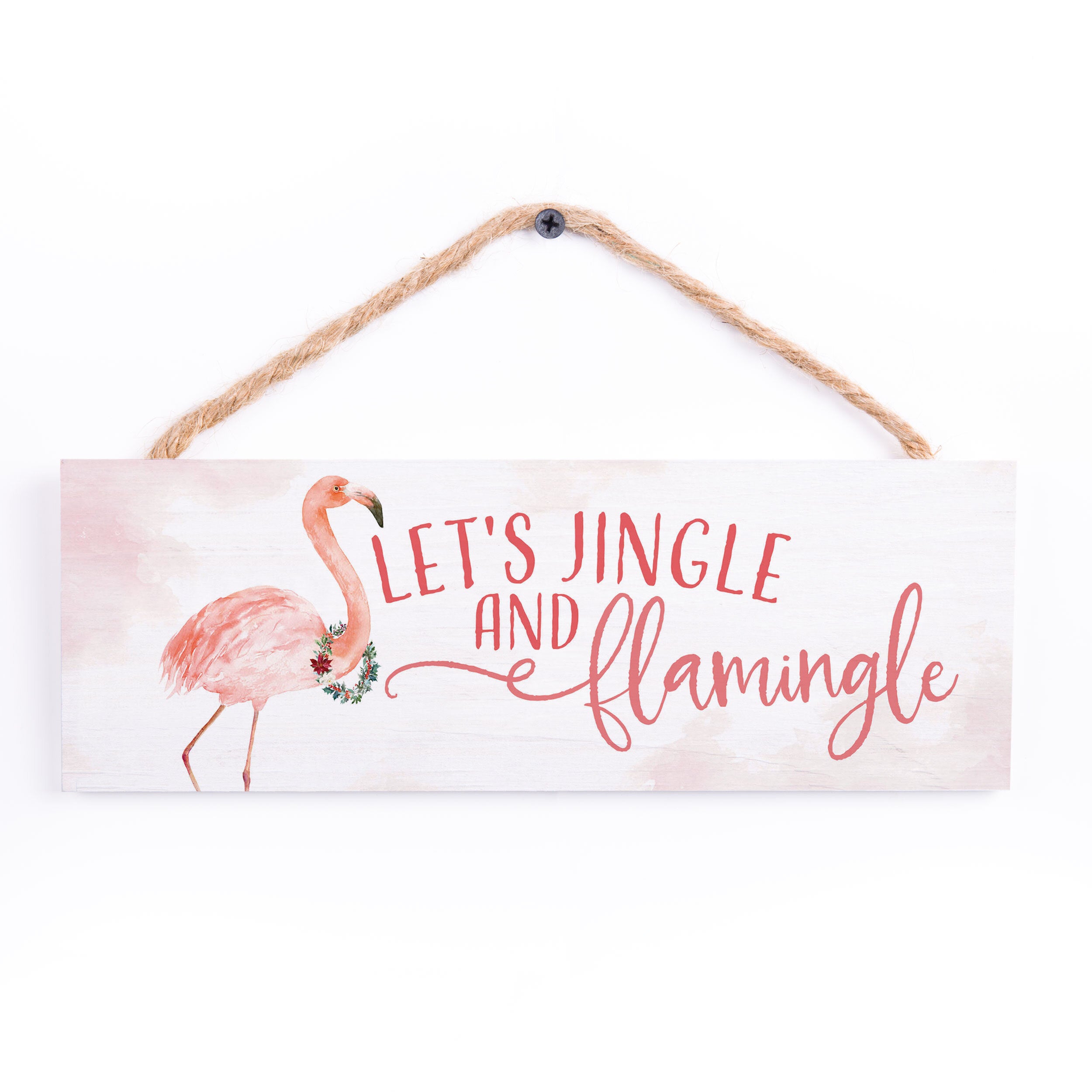 **Lets Jingle And Flamingo String Sign