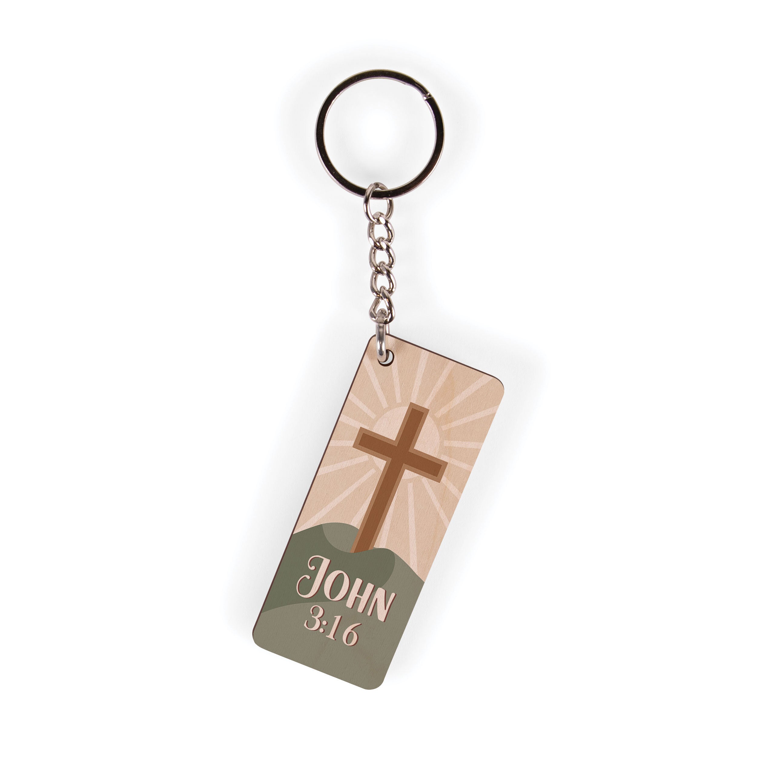 John 3:16 Maple Veneer Keychain