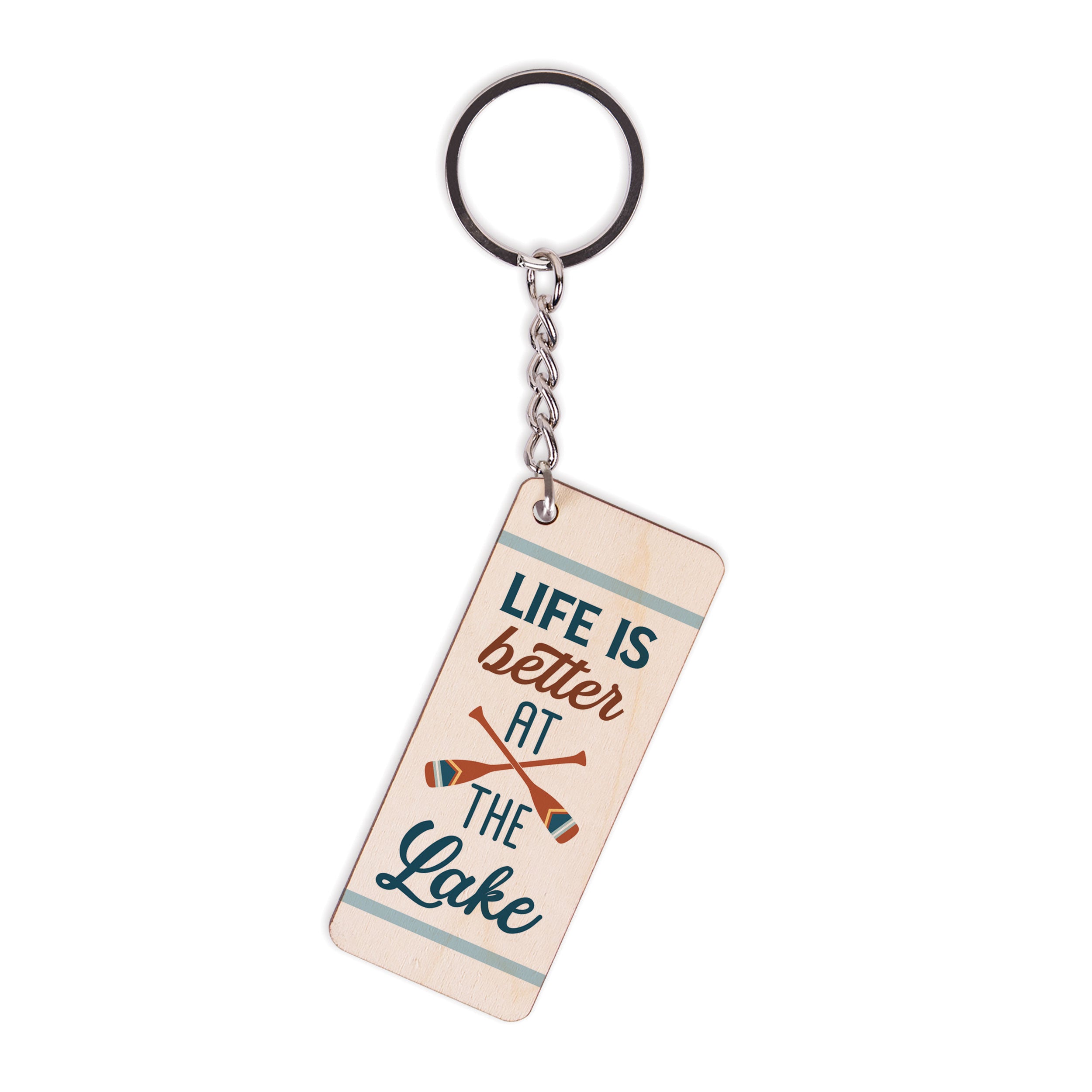 Life Is Better At The Lake Maple Veneer Keychain