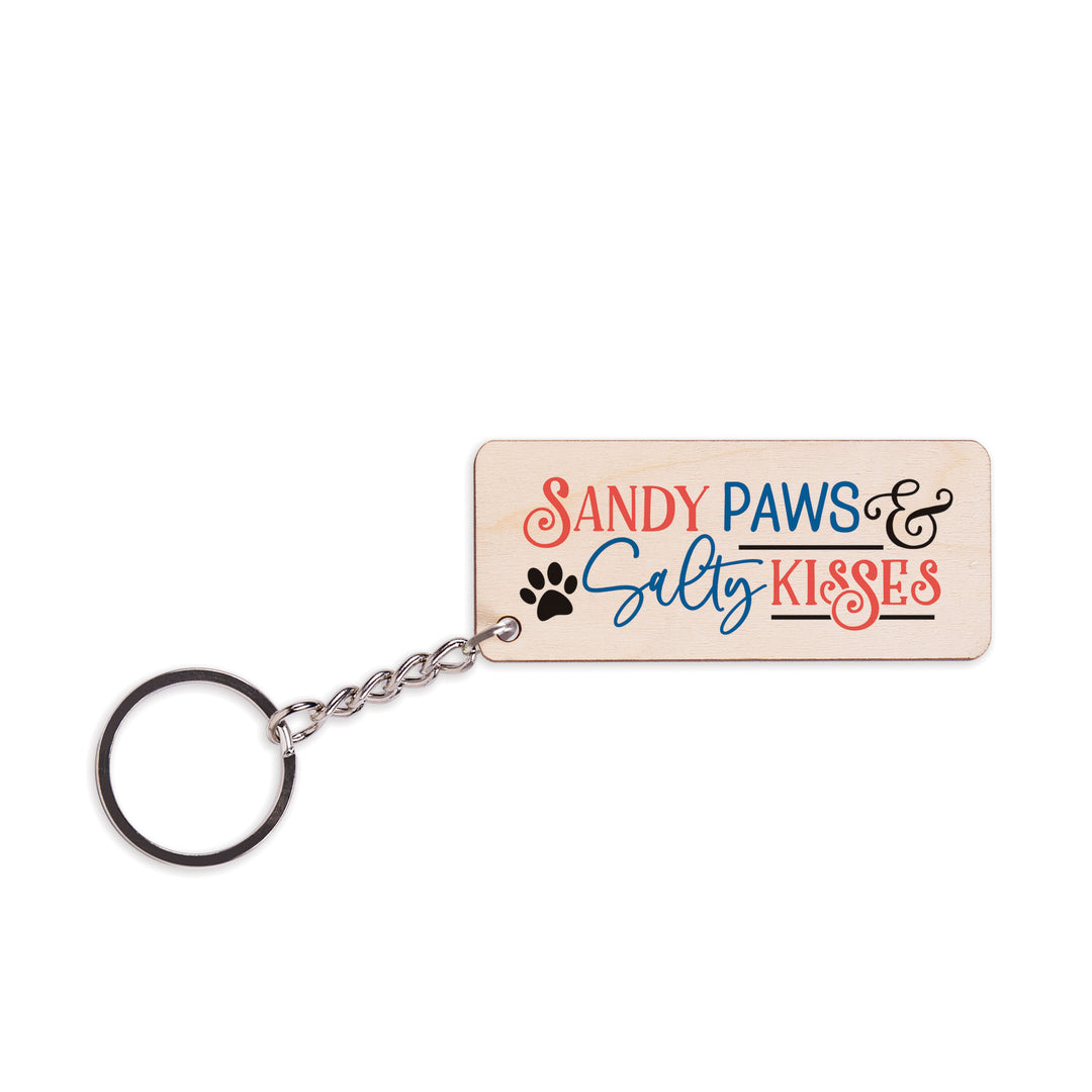 Sandy Paws & Salty Kisses Maple Veneer Keychain