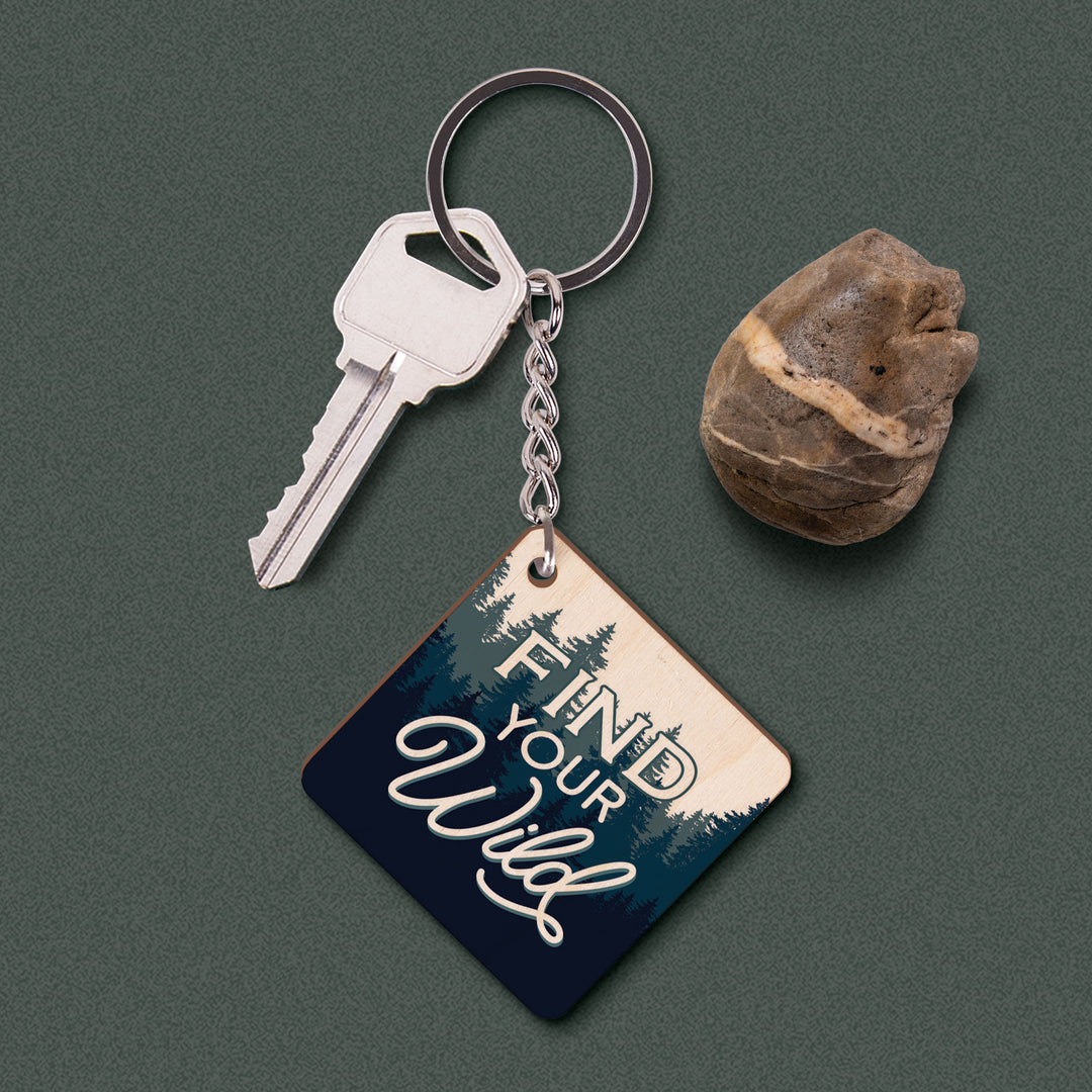 Find Your Wild Maple Veneer Keychain