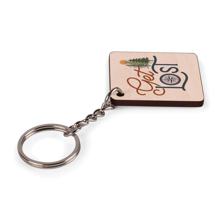 Get Lost Maple Veneer Keychain