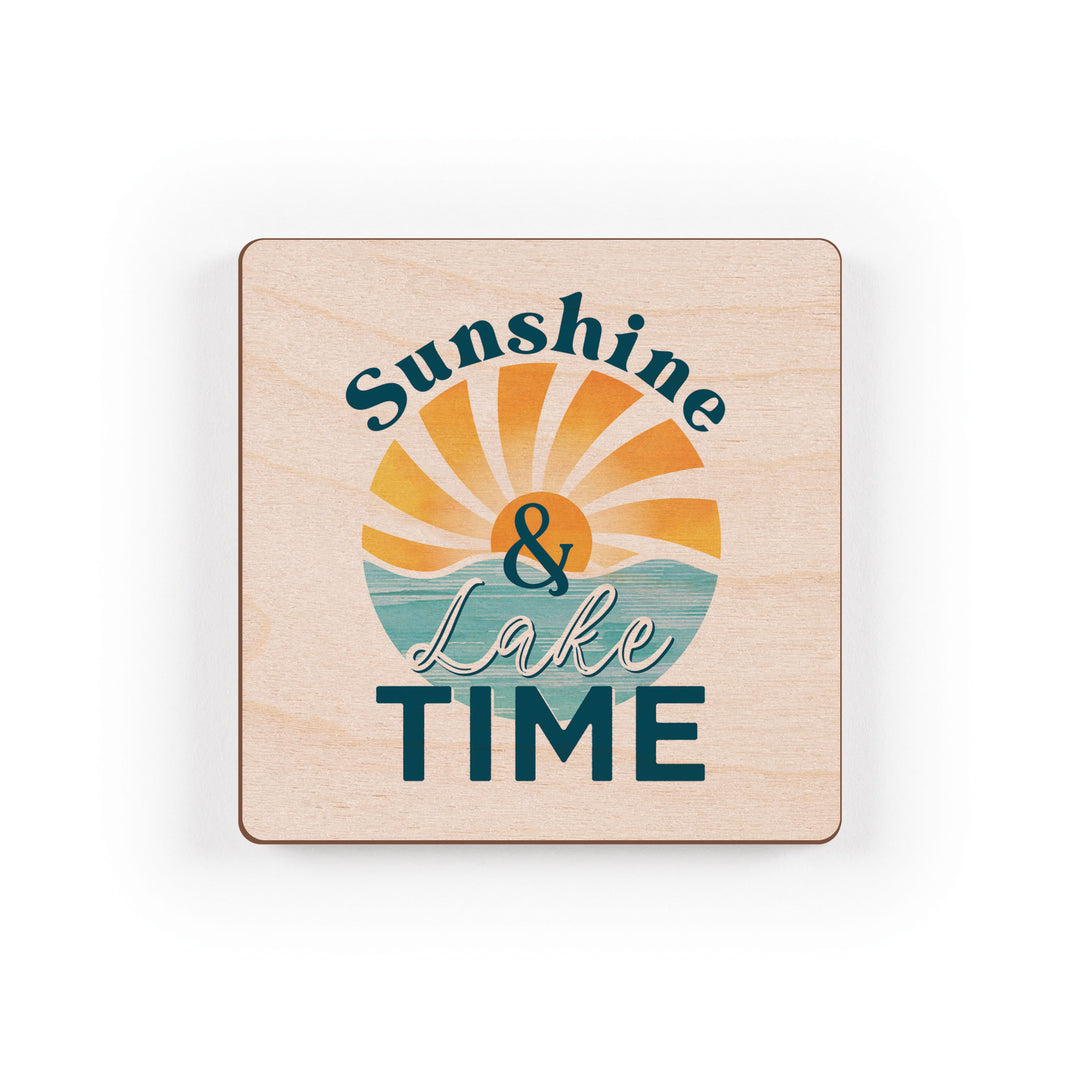 Sunshine & Lake Time Maple Veneer Magnet