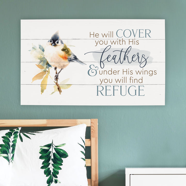 He Will Cover You With His Feathers Pallet Décor