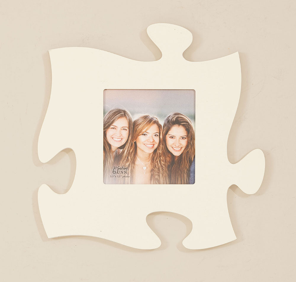 Cream Puzzle Piece Photo Frame (5.5x5.5 Photo)