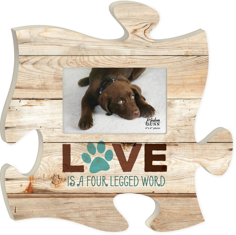 Love is a Four Legged Word Puzzle Piece Photo Frame (4x6 Photo)