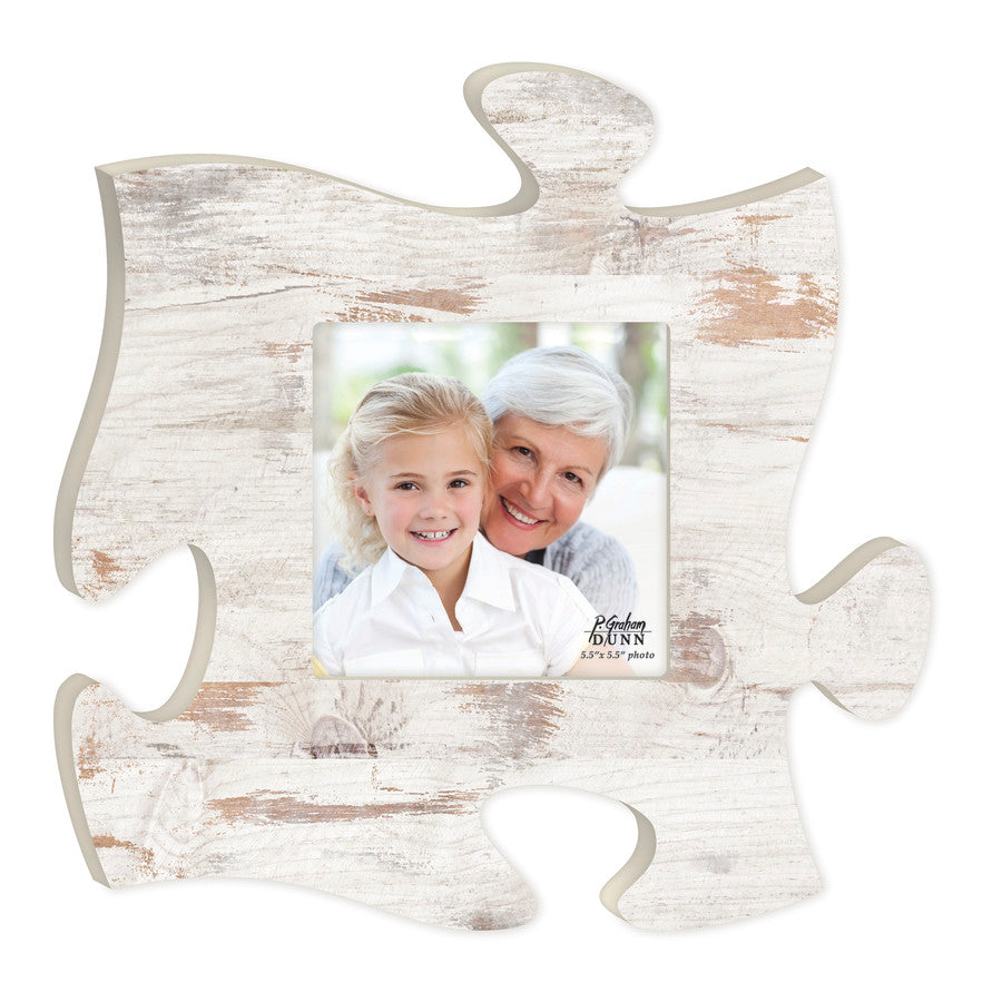 Weathered Faux Wood Puzzle Piece Photo Frame (5.5x5.5 Photo)