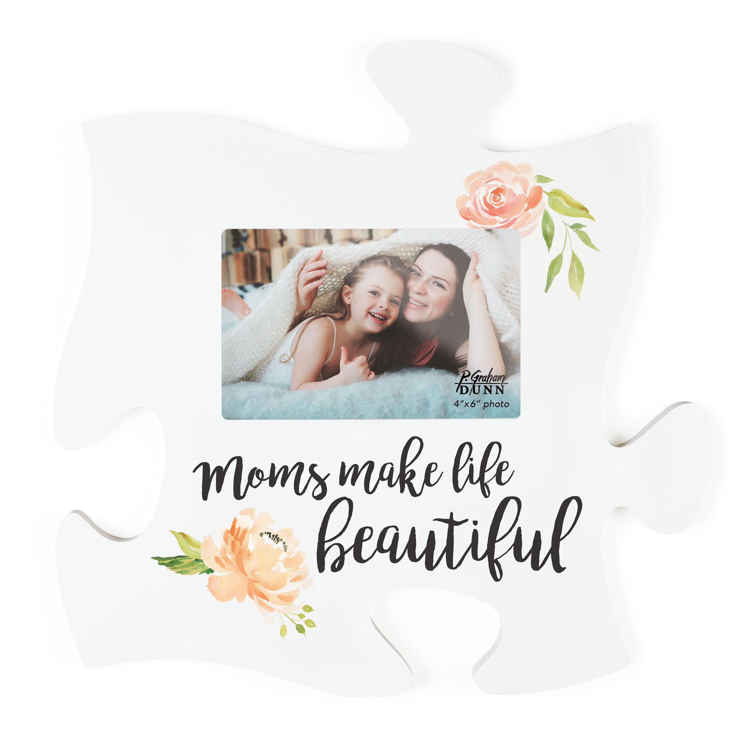 *Moms Make Life Beautiful Puzzle Piece Photo Frame (4x6 Photo)