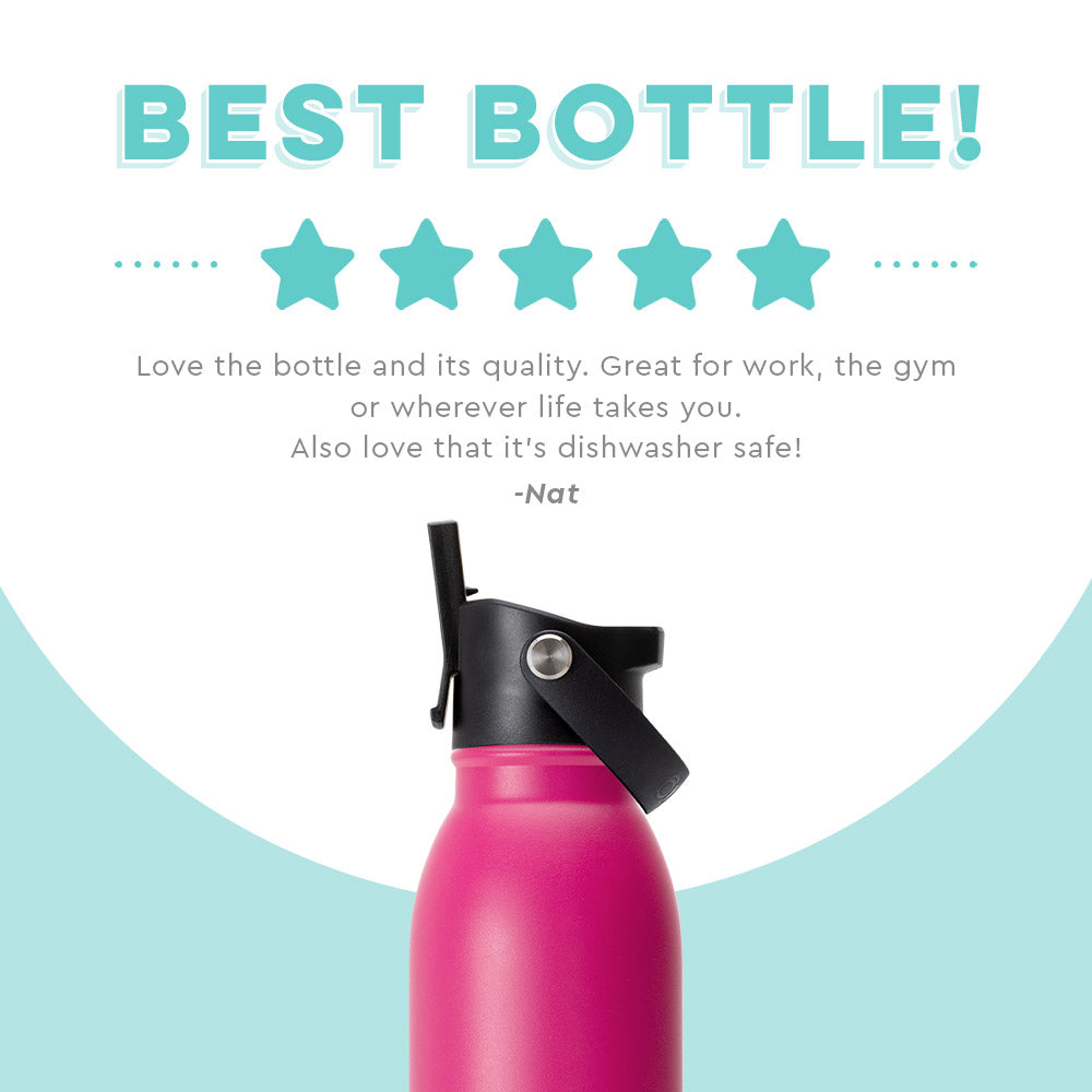 Personalized Swig Hot Pink Flip + Sip Water Bottle (20oz)