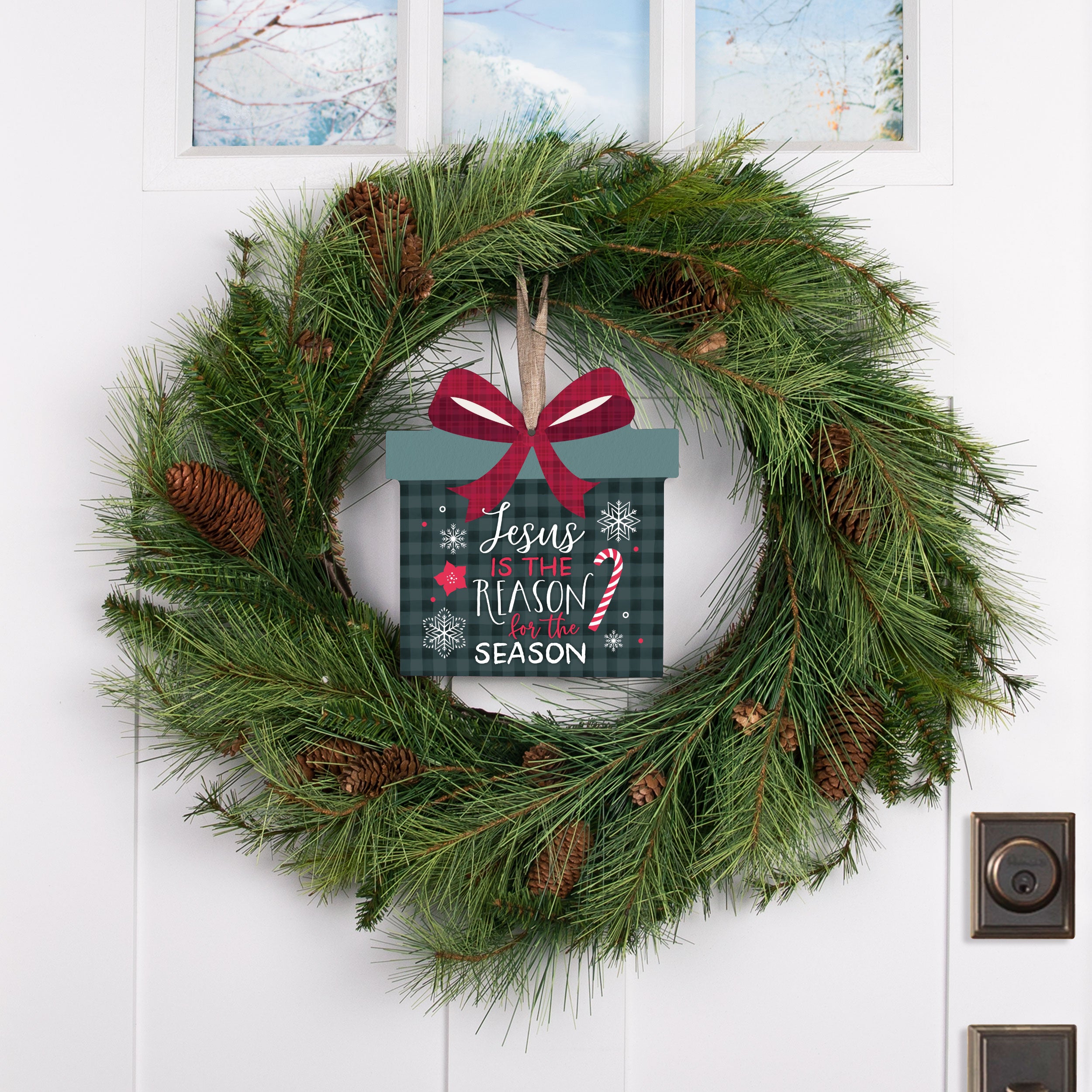 *Jesus Is The Reason For The Season Present Hanging Sign