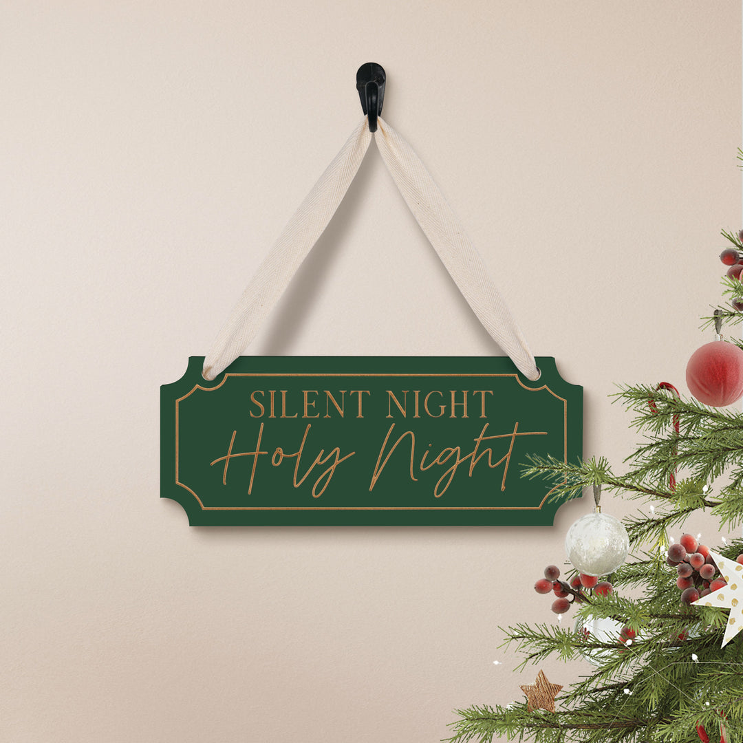 Silent Night Holy Night Ornate Hanging Sign