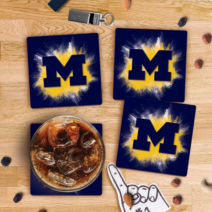 Color Splash Logo - University of Michigan Ceramic Coasters