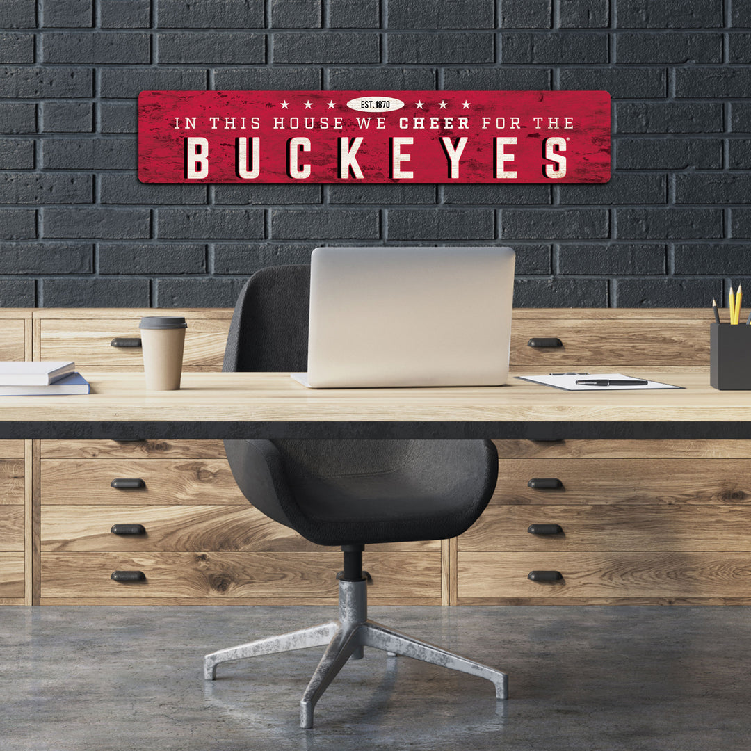 In This House We Cheer For The Ohio State Buckeyes Wall Sign