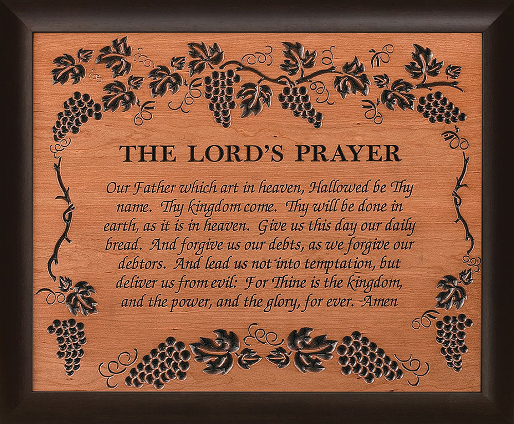 Lord's Prayer Carved Cherry Framed Art