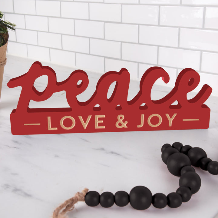 Peace Love & Joy Ornate Word Décor