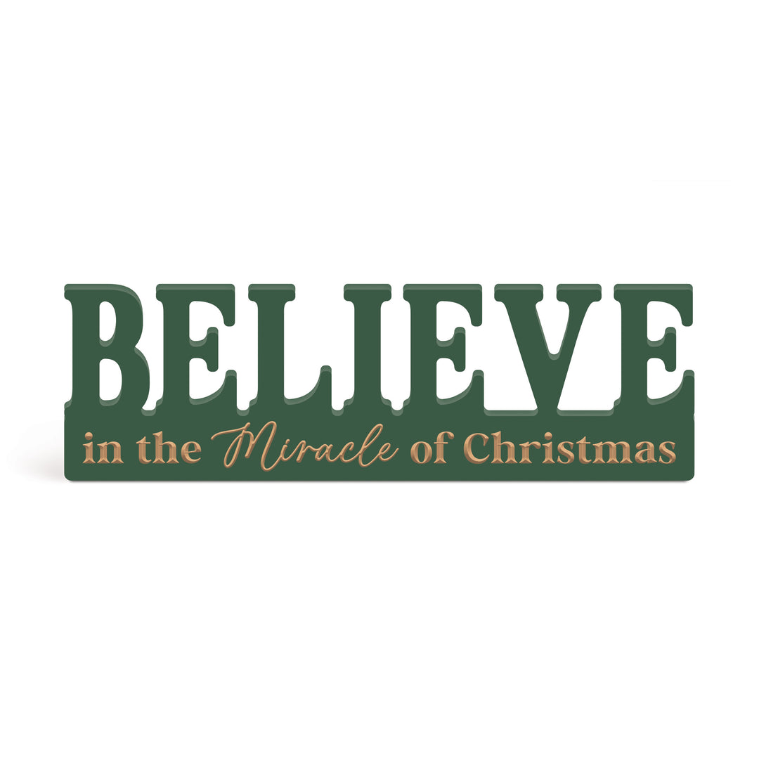 Believe In The Miracle Of Christmas Ornate Word Décor
