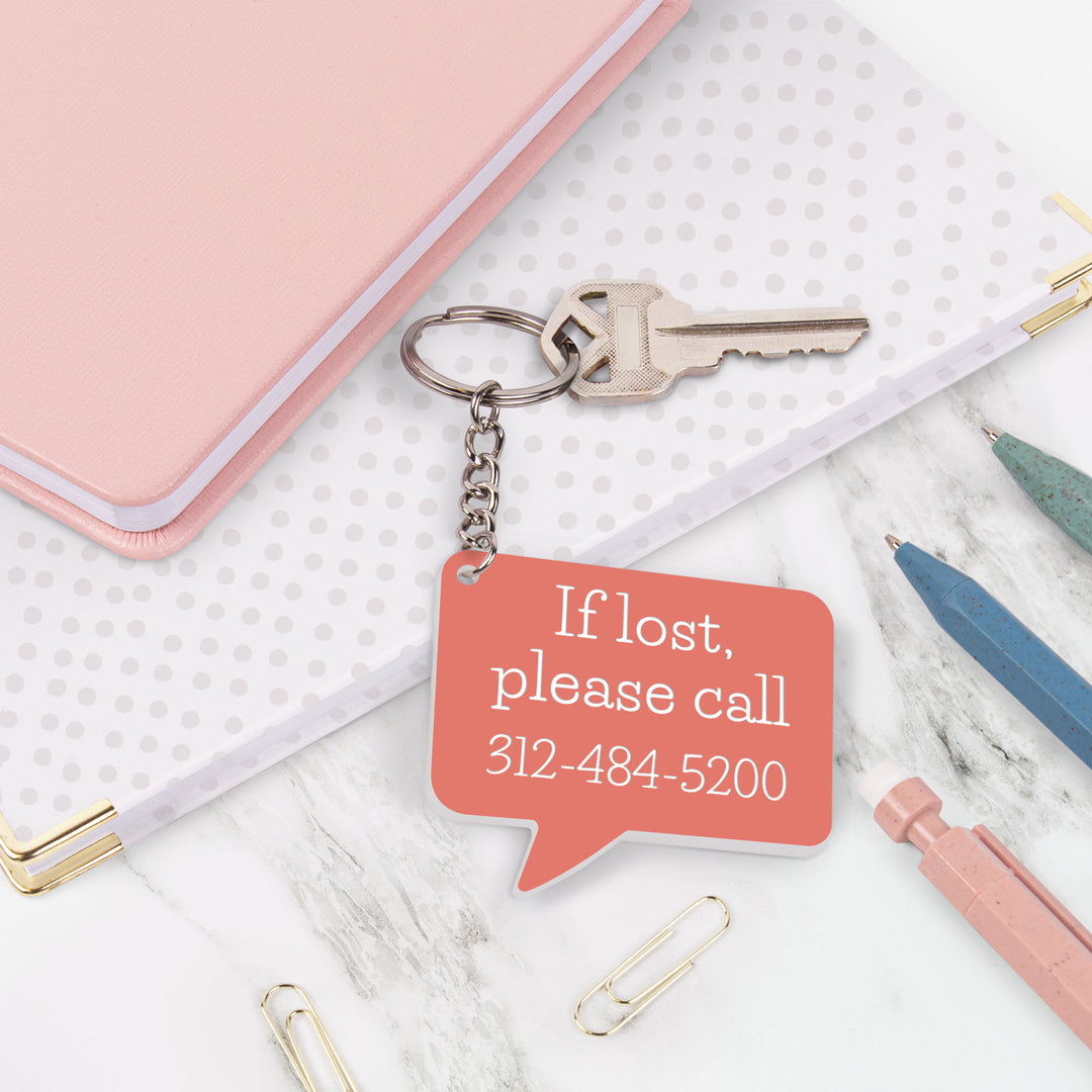 Personalized Pink Word Bubble Keychain