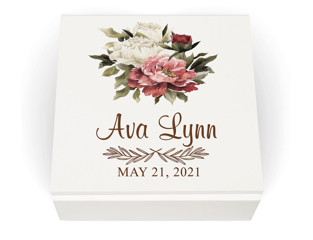 **Personalized Floral Icon Trinket Box