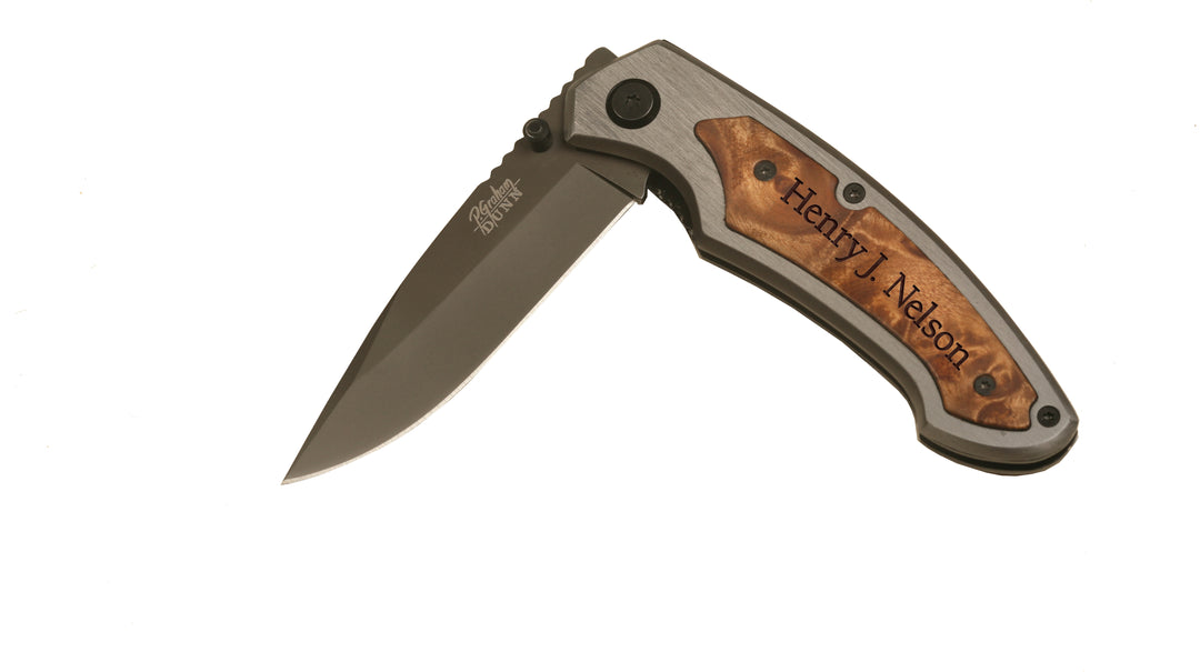 Personalized Wood Pocket Knife with Clip